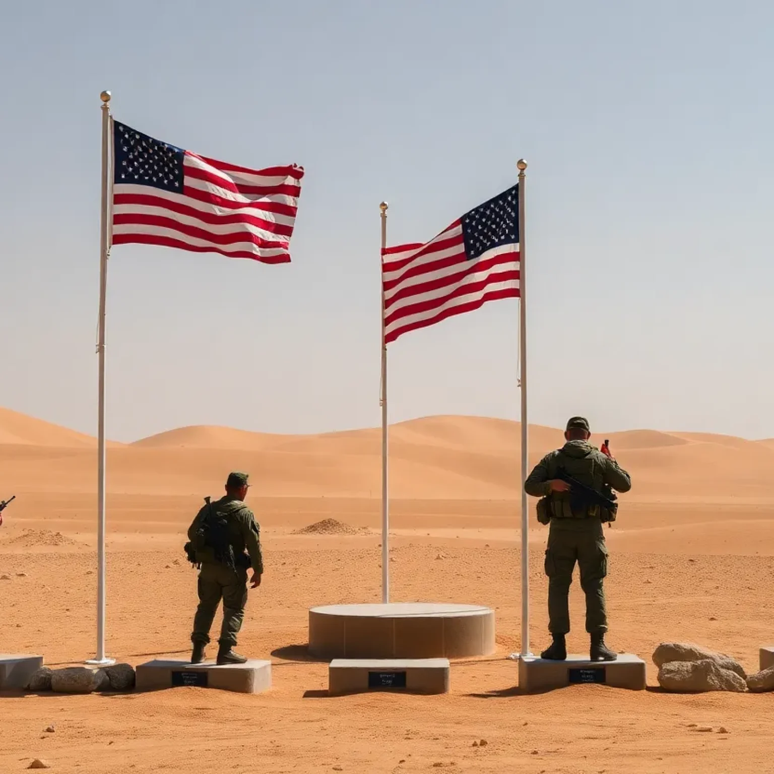 A military memorial honoring fallen U.S. Army soldiers in the Middle East.