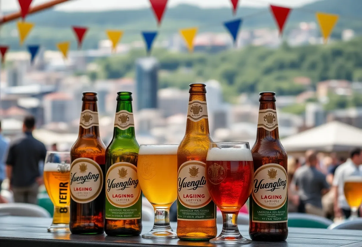 Yuengling beers displayed at a festival in Michigan.