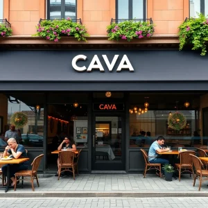 Exterior view of CAVA Mediterranean restaurant in Canton, MI