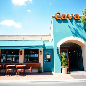 Exterior view of Cava restaurant in Canton with outdoor seating