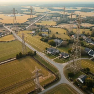 High-voltage transmission lines near residential homes in Michigan