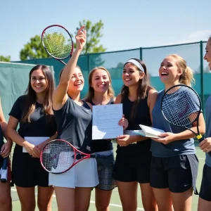 Michigan State women's tennis team celebrating academic success