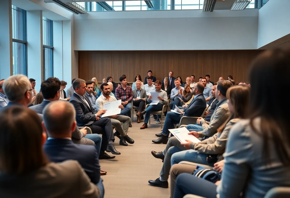 Town hall meeting discussing automotive tariffs impact