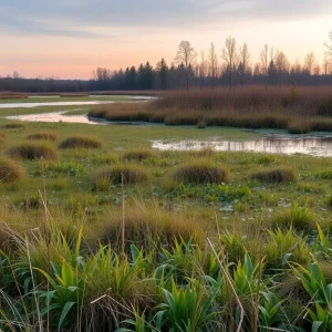 Wetland area in Novi, Michigan, potential habitat for cougars.