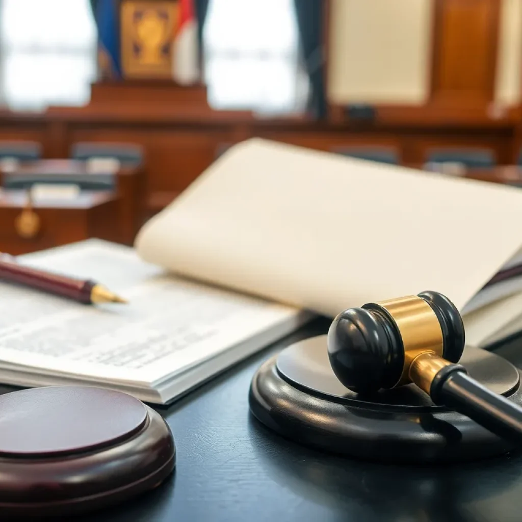 Illustration of a courtroom setting related to safety violation lawsuits