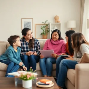 Family discussing college transition.