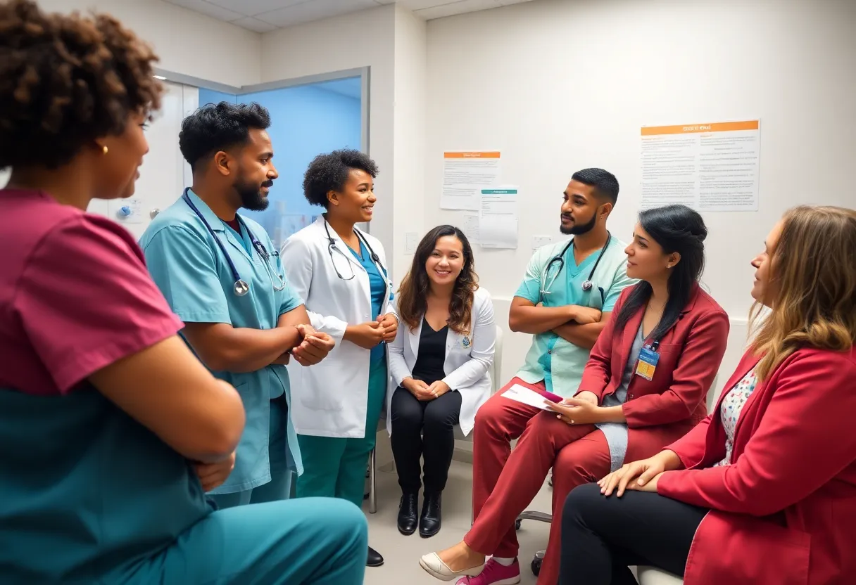 Healthcare professionals engaged in discussion about gender-affirming care.