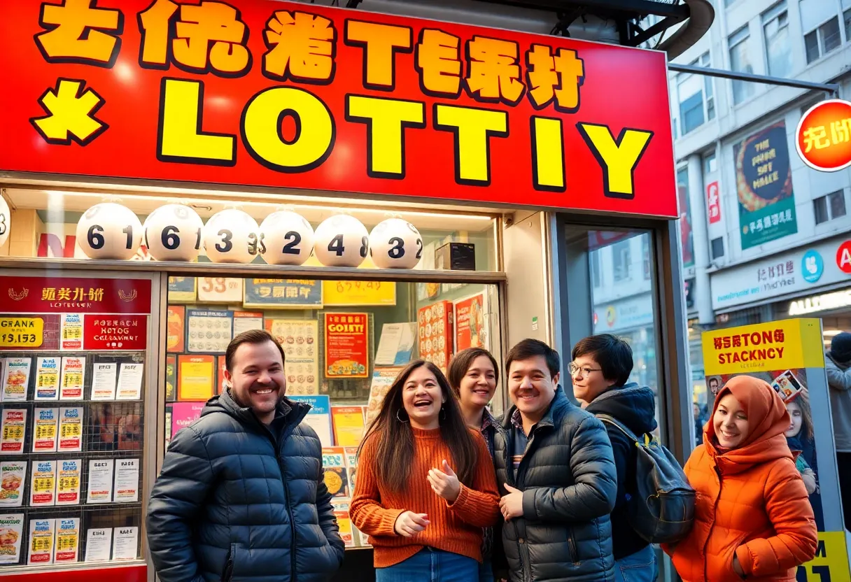 Celebration in Jackson Michigan for lottery winners.