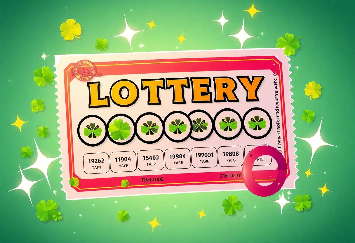 Lottery ticket and symbols of luck