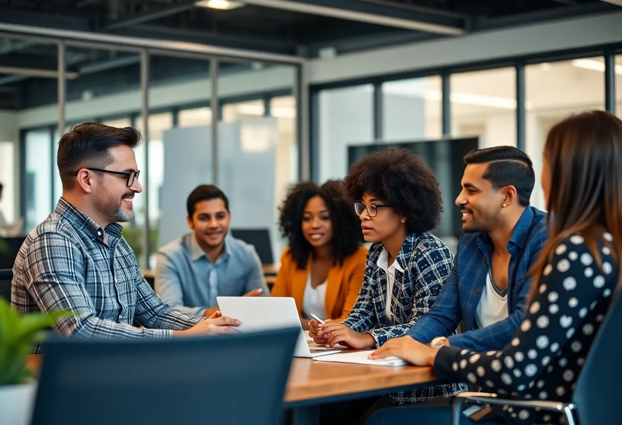 A team engaging in leadership training activities