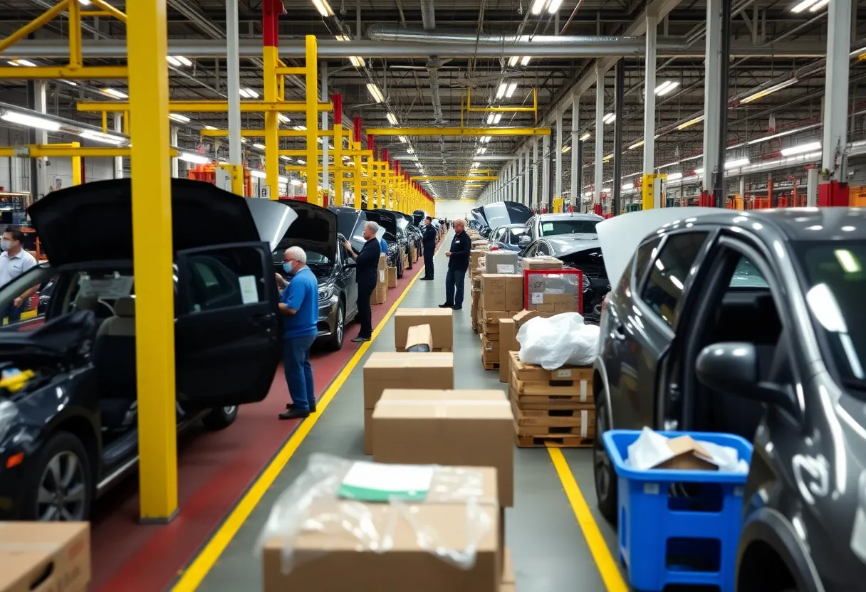Workers in a Michigan automotive manufacturing plant