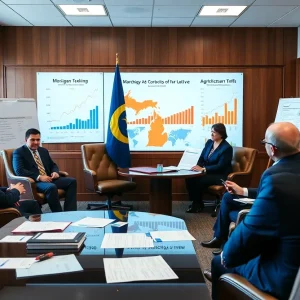 Officials discussing the economic impact of tariffs in Michigan