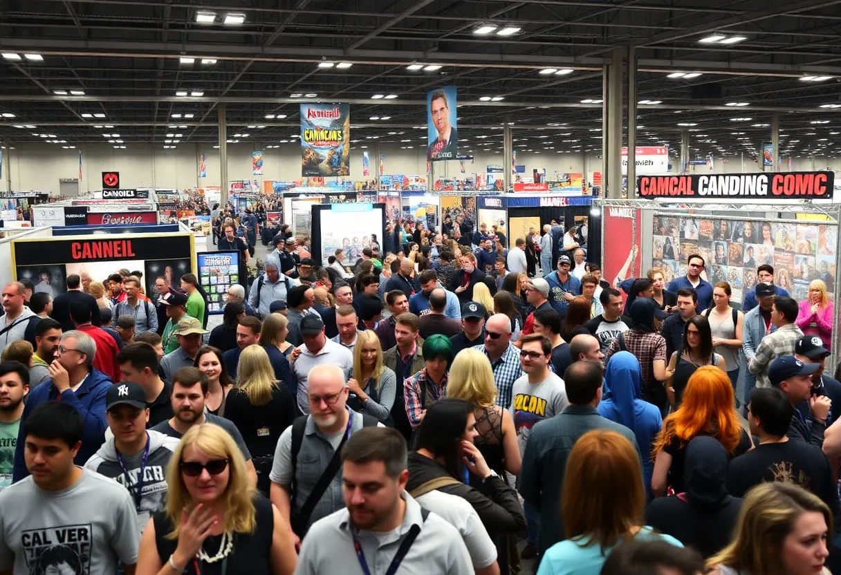 Crowd at Motor City Comic Con with celebrity booths
