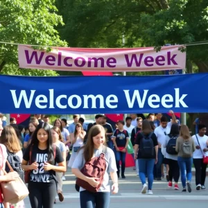 Students enjoying Welcome Week activities at Michigan State University