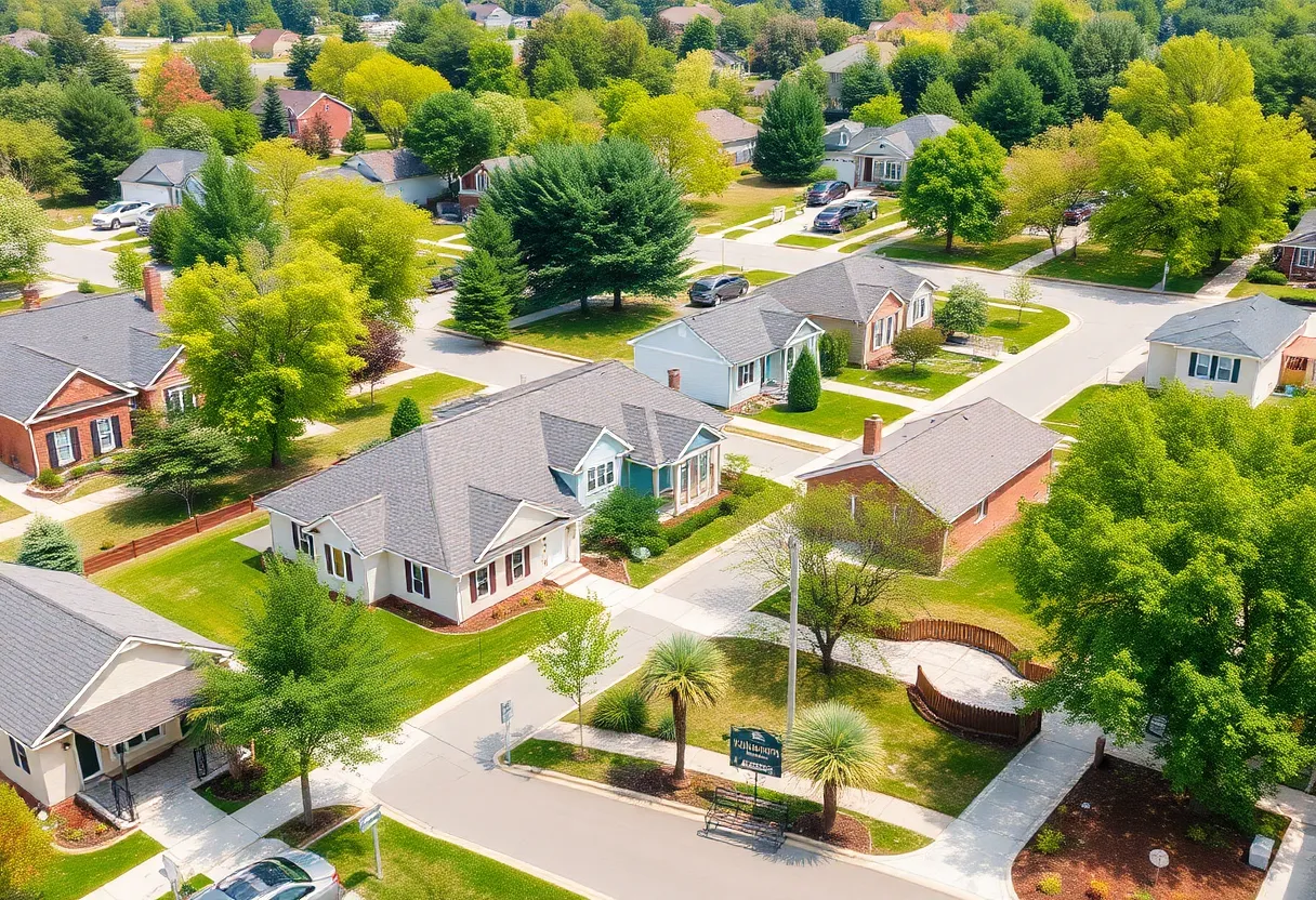 Family-friendly neighborhood in Southwest Michigan with homes and parks