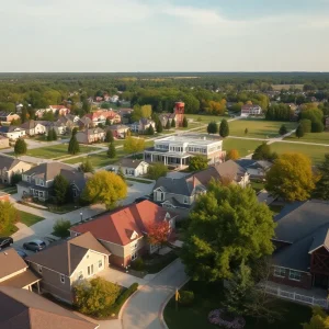 A scenic view showcasing the diverse housing and parks in Troy, Michigan.