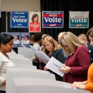 Voters casting ballots at polling station in Southeast Michigan