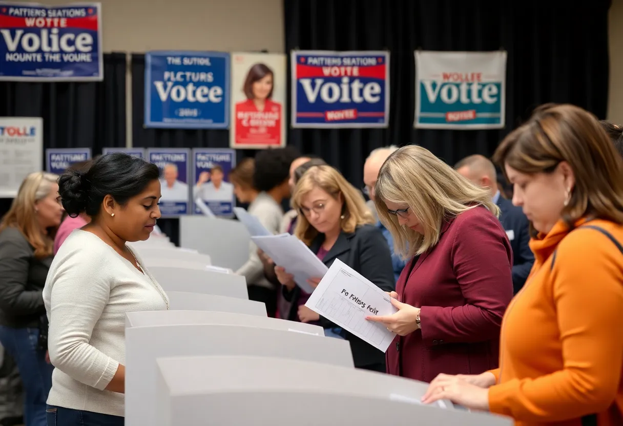 Voters casting ballots at polling station in Southeast Michigan