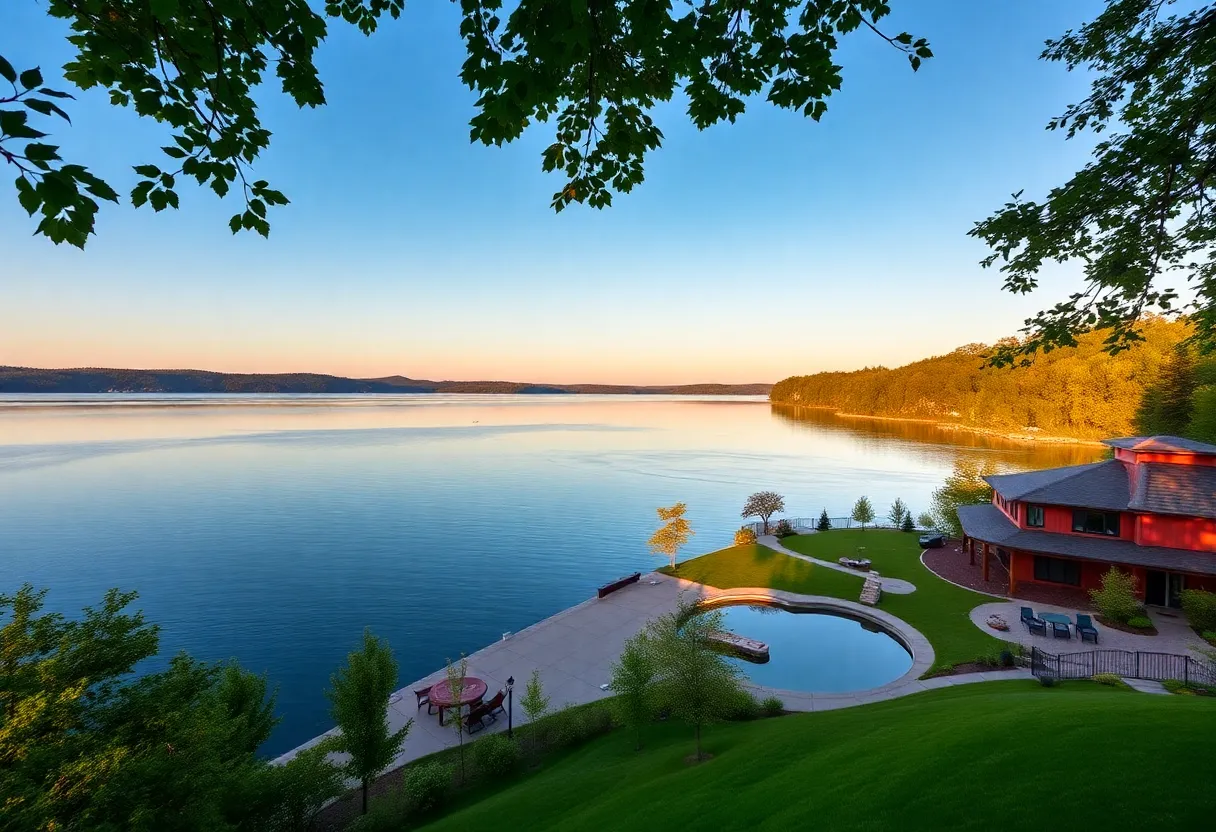 Luxury homes along the shore of Walloon Lake in Michigan