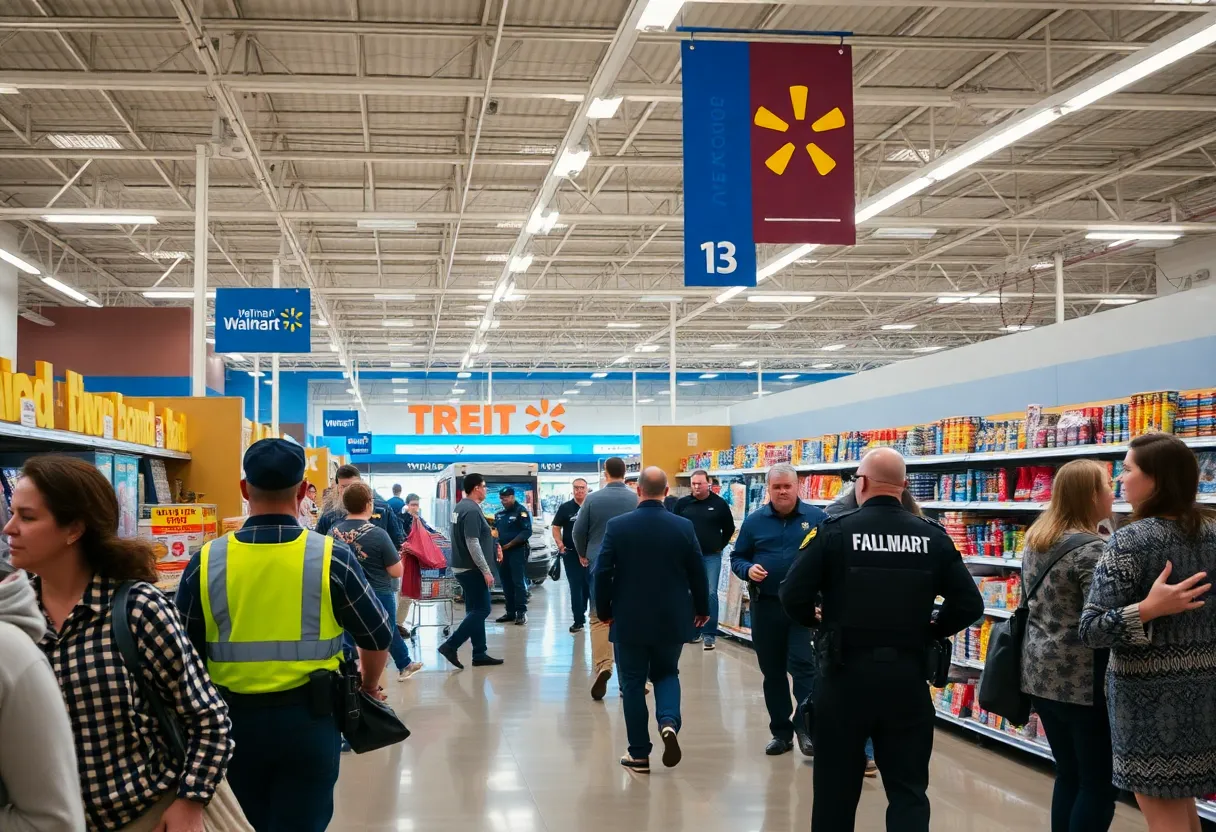 Police response at Walmart following a stabbing incident