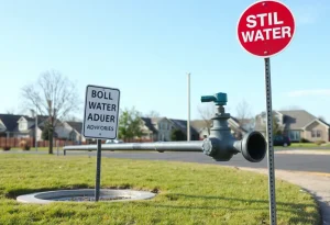 Sign indicating boil water advisory in Novi, Michigan