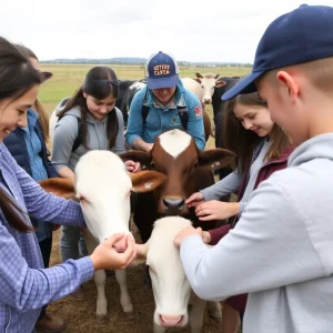 Students involved in cattle management at Montana State University