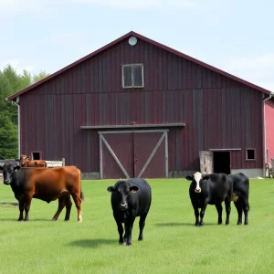 Cattle grazing in Northern Michigan's farming area