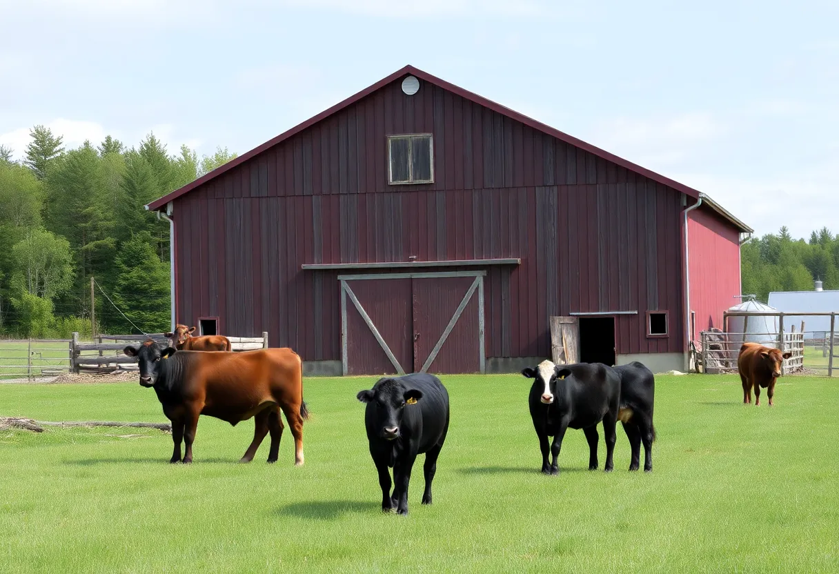 Cattle grazing in Northern Michigan's farming area