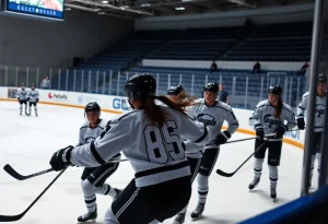 Women's D2 hockey game featuring Central Michigan team