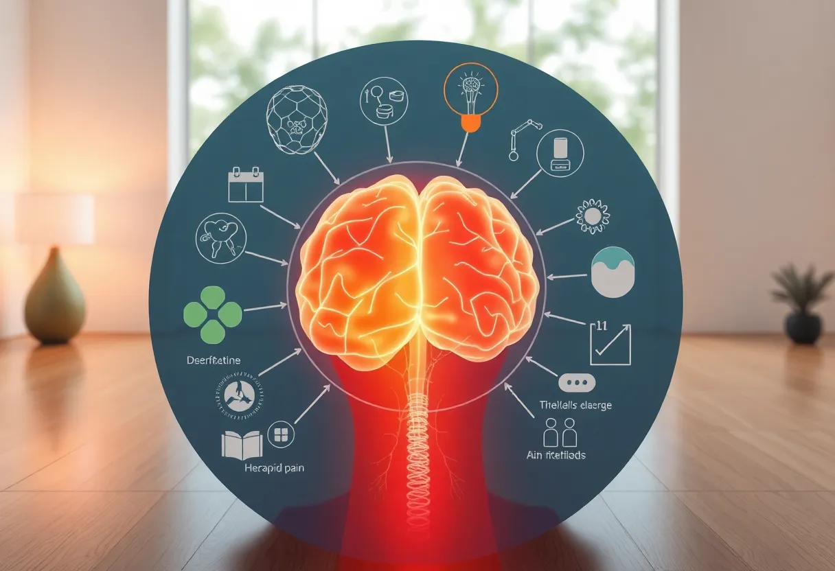 Illustration representing various strategies for managing chronic pain without opioids.