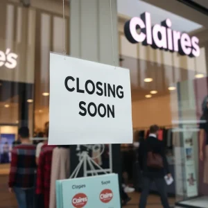 Claire's store with a 'Closing Soon' sign