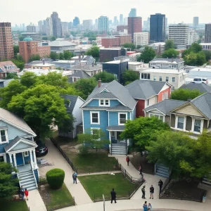 Community members involved in home repair and renovation activities in Detroit.