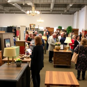 Refurbished furniture displayed at the Furniture Flip Challenge gala.