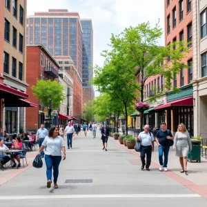 Construction in Greektown with pedestrians nearby