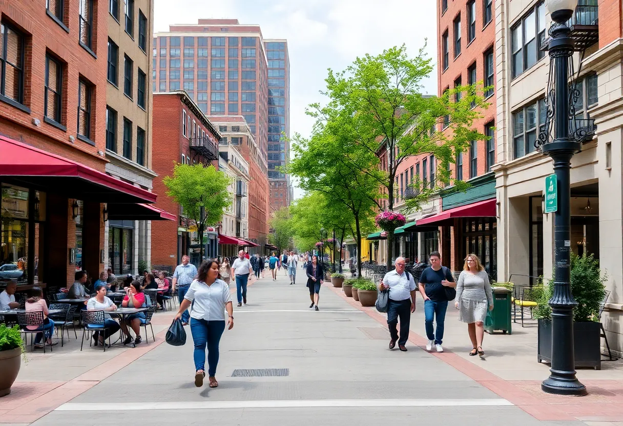 Construction in Greektown with pedestrians nearby