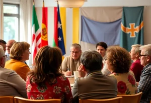 Residents of Hamtramck discussing the flag policy in a community meeting.