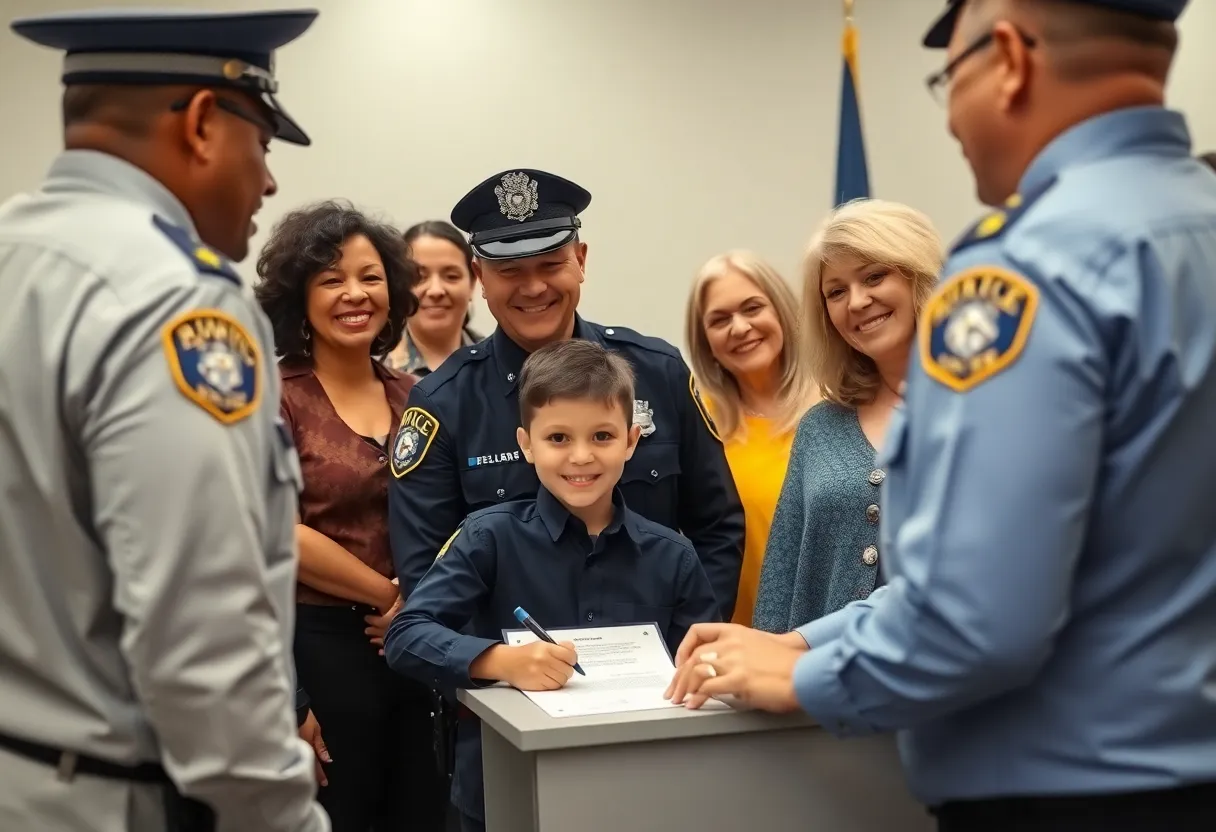 Ceremony swearing in young honorary police officer