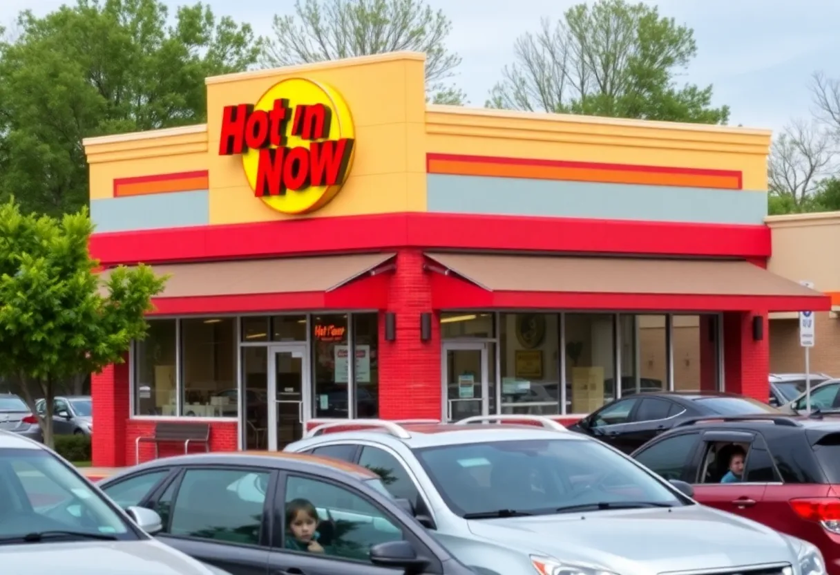 Exterior view of the new Hot 'n Now restaurant in Wayland, Michigan