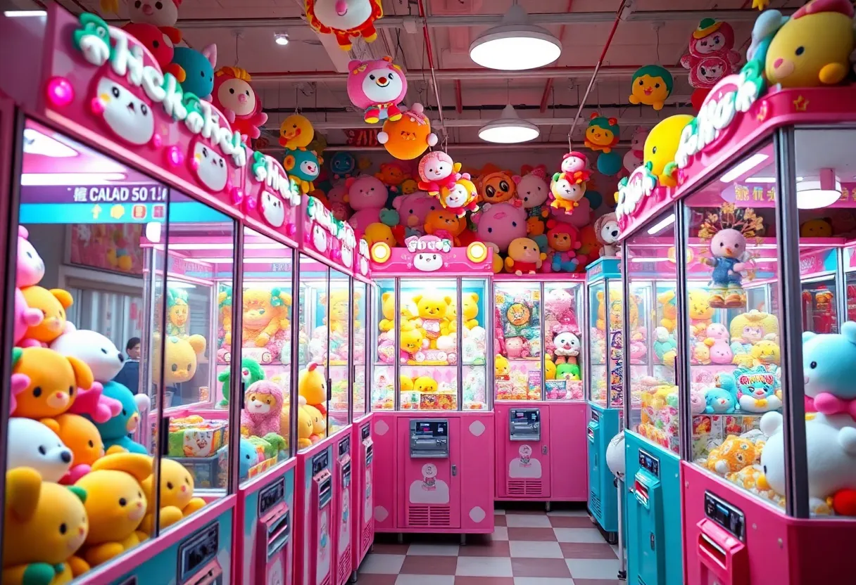 Klawsome! arcade filled with claw machines and plush toys