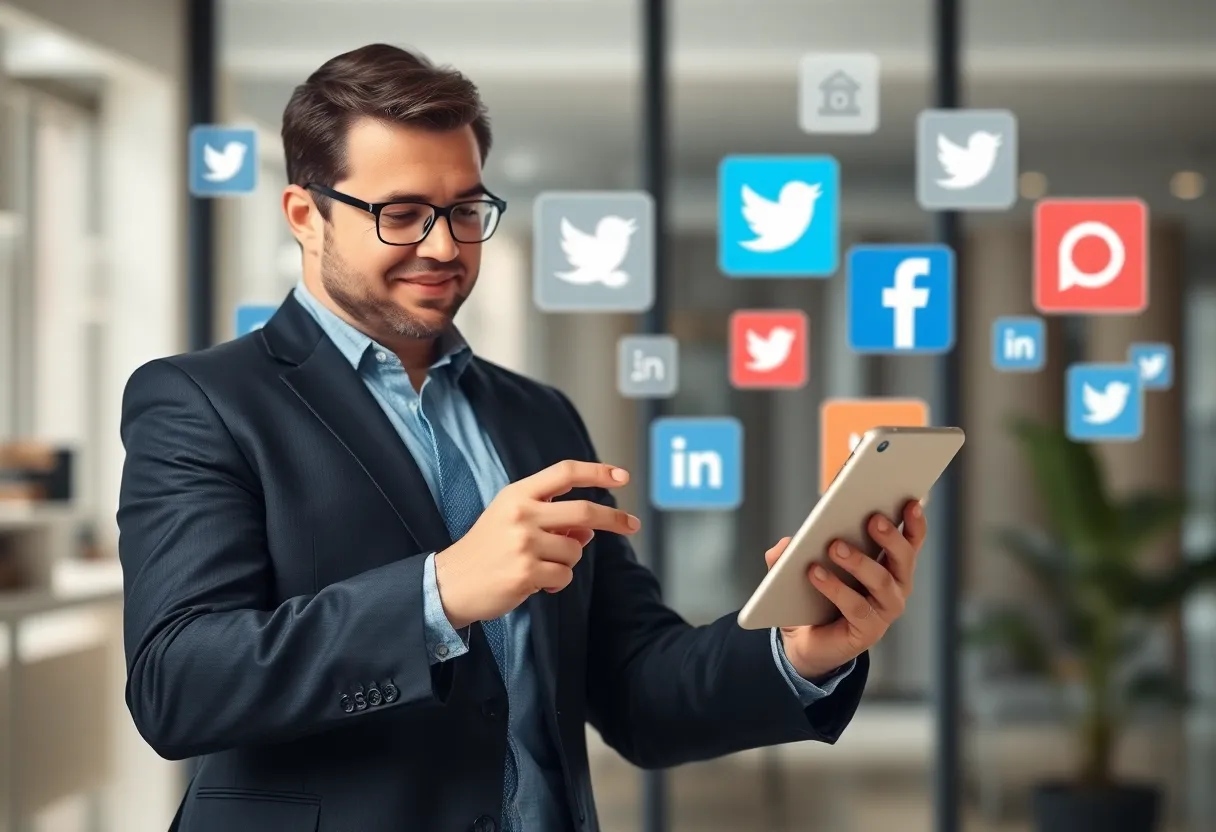 Real estate agent using Lofty AI Marketer tool for social media marketing.