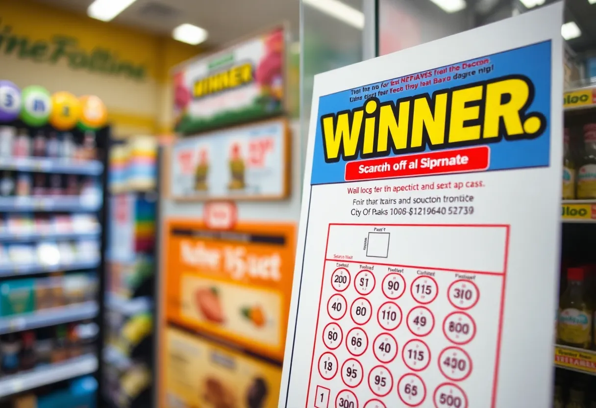 Scratch-off lottery ticket indicating a big win