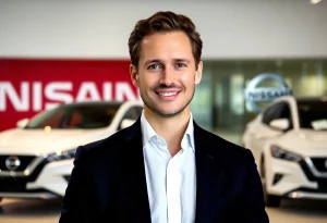 Michael Soutter in a corporate office, representing Nissan's marketing leadership