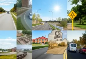 Collage of Michigan's infrastructure improvements and community services