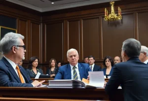 Scene from a courtroom discussing electoral integrity