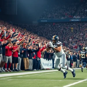 Intense football match between the Michigan State Spartans and Boston College Eagles