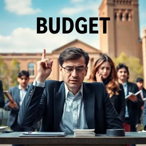 Image representing budget cuts at Michigan State University with a campus backdrop.