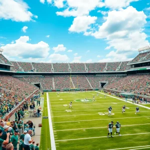 Fans cheering at a Michigan State football game