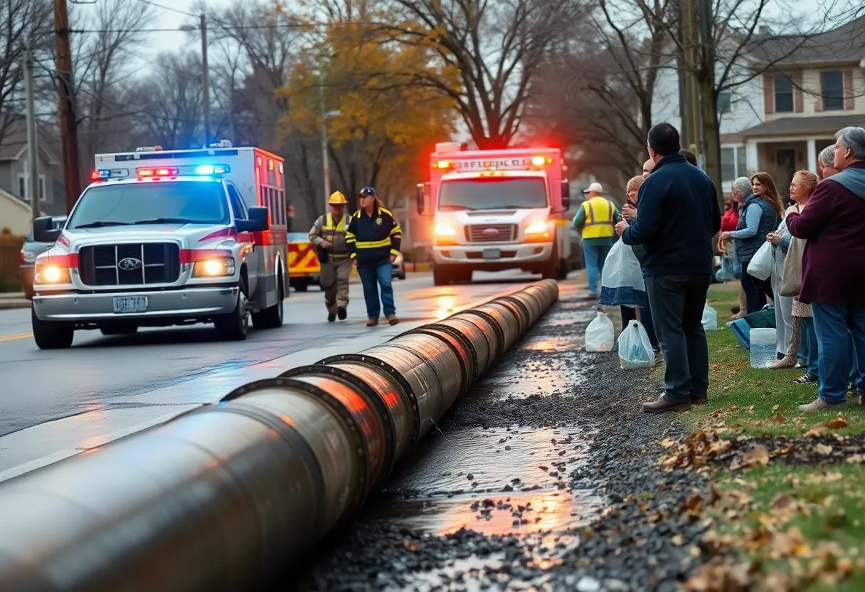 Repair work on a water main in Novi, Michigan