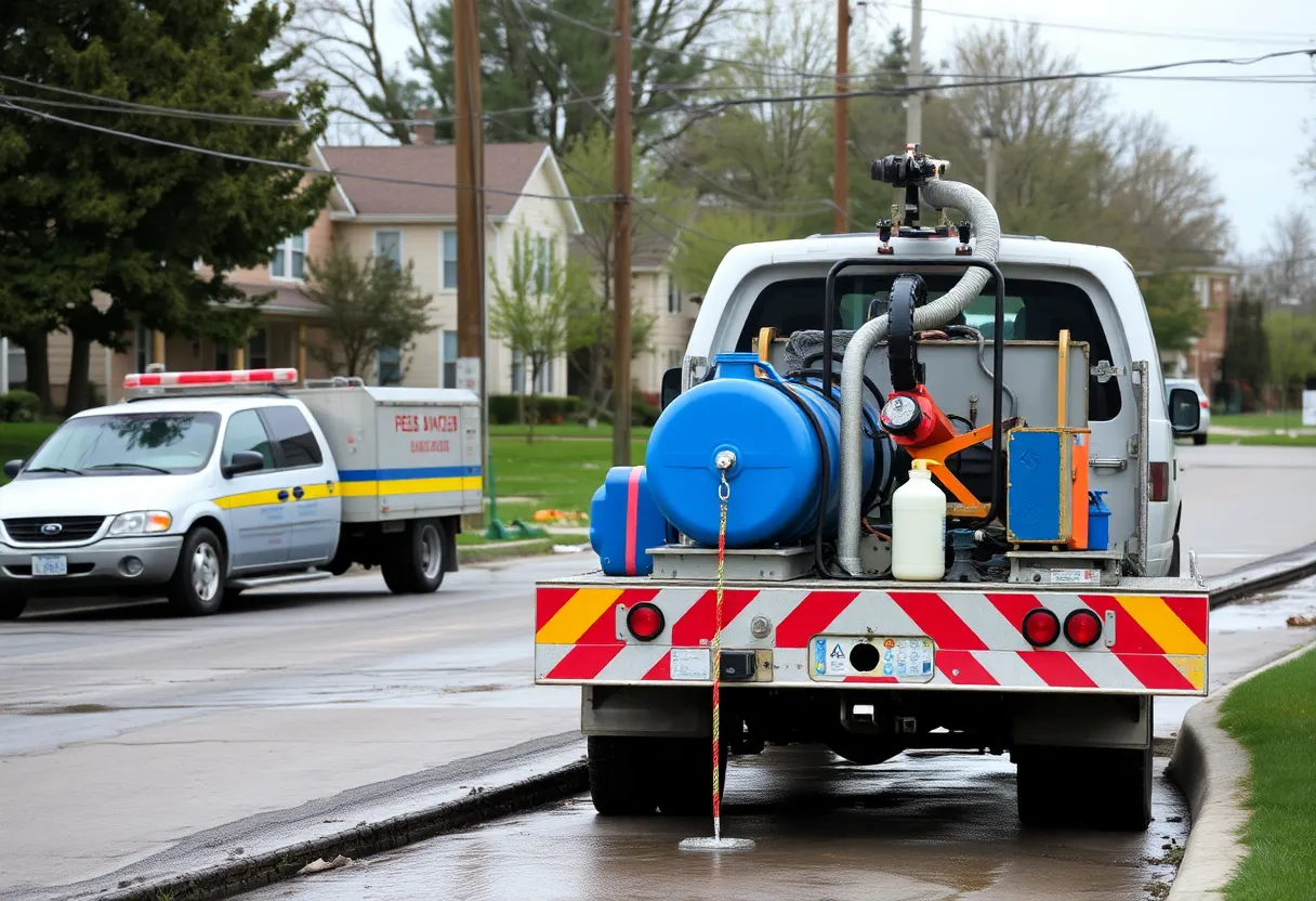 Emergency crews working on a water main break in Novi, Michigan.