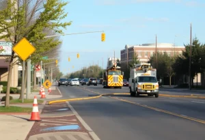 Utility crews working on the street in Novi after a water main break
